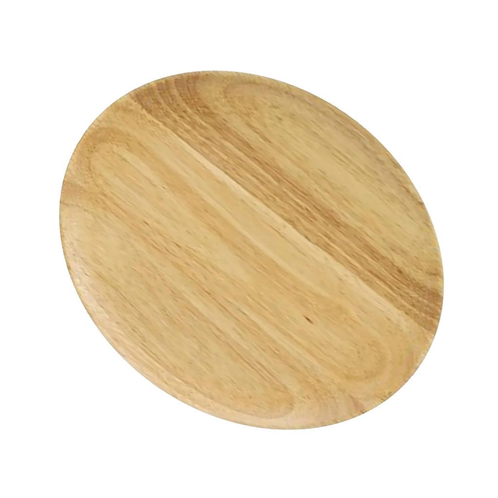 Wooden Round Dinner Food Tea Coffee Dessert Serving Plate Dish Tray