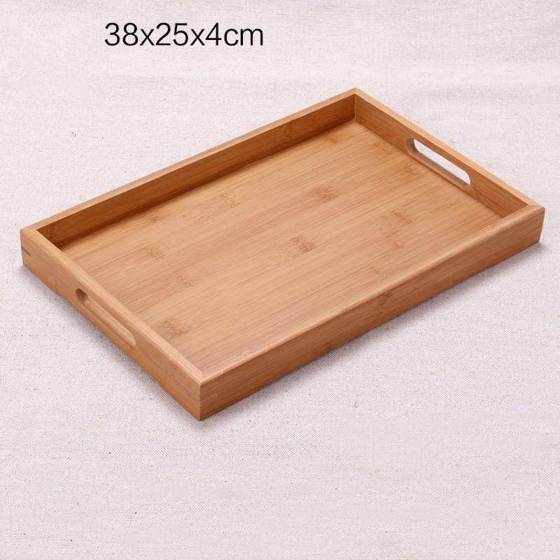 Hotel Wooden Tray Home Daily Tea/ Fruits/Sundry Goods Storage Tray Restaurant Serving Plate Log Color Flat Handle Large Size 38 * 25 * 4
