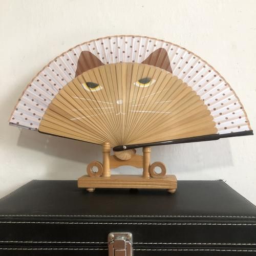 Pattern Style Craft Party Chinese Gift Decoration Fan Hand Dancing Vintage Home Favor Cat Summer Ancient Tassel Gift Folding