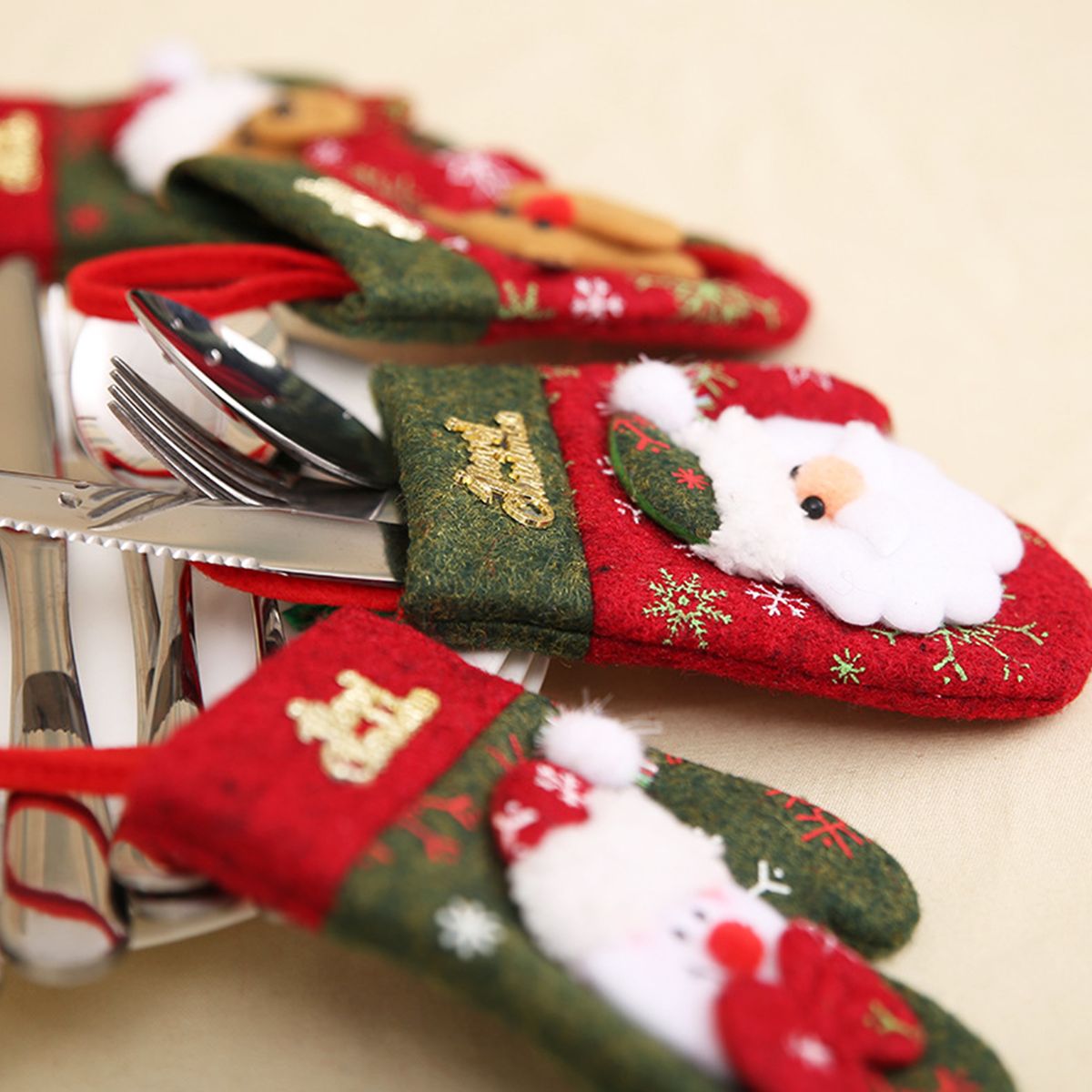 Mini Christmas Cutlery Tableware Holders With Hanging Rope