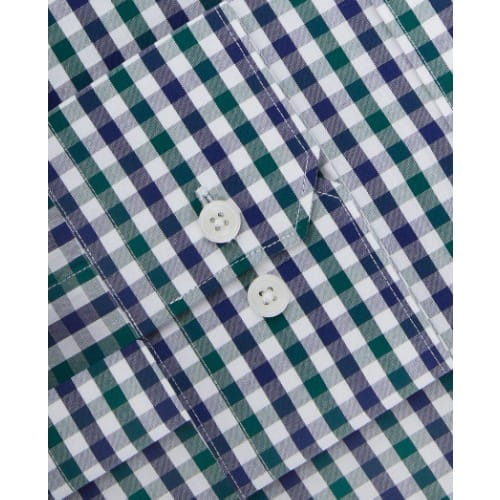 Fitted Navy And Green Block Check Shirt