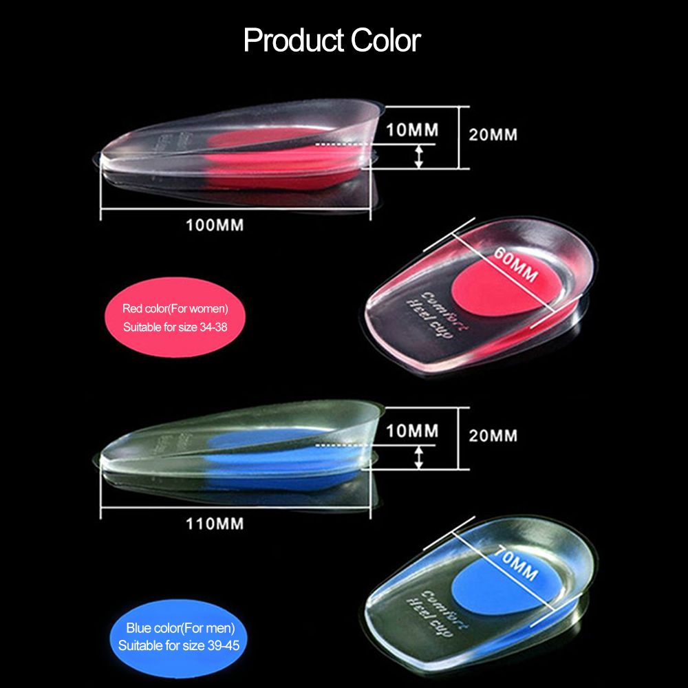 1 Pair Silicone Gel Heel Cups Pads Shoe Inserts Soft