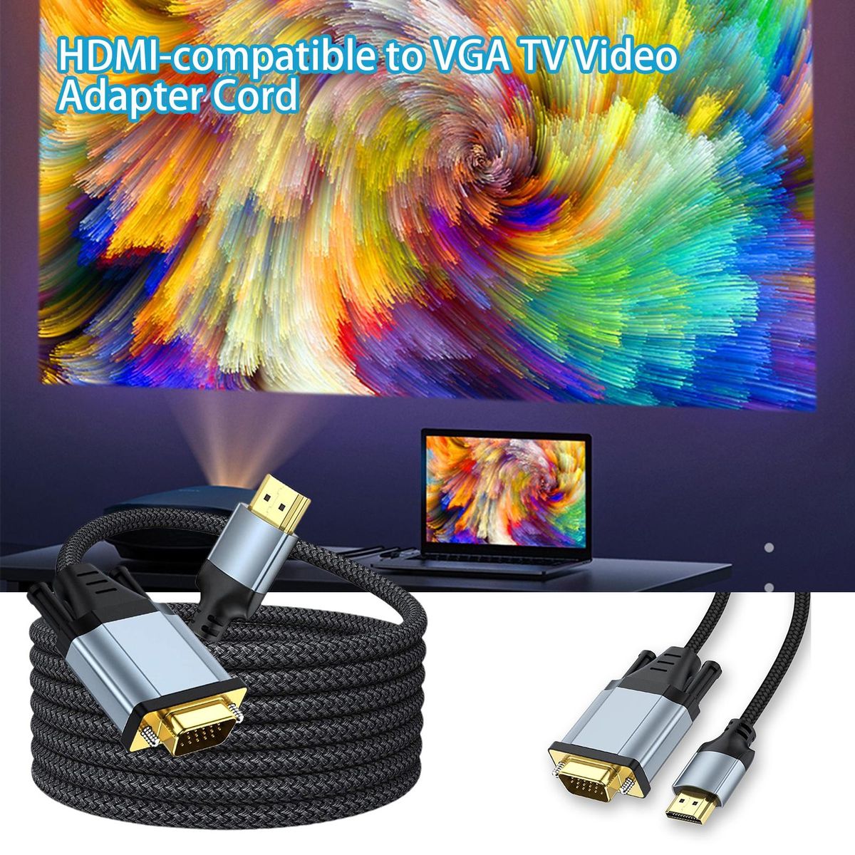 Video Adapter Cable HDMI-compatible to VGA PC Monitor Video Cable