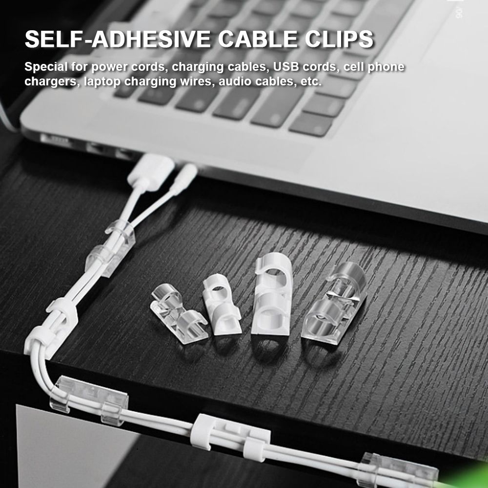 20Pcs Self-Adhesive Cable Clips Office Home Use Wire Desktop