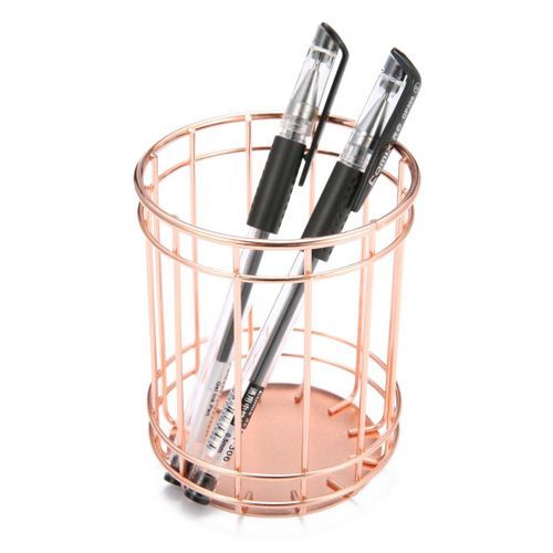 The Brush Rose Gold To Receive Round Stripes Iron Pen Cup