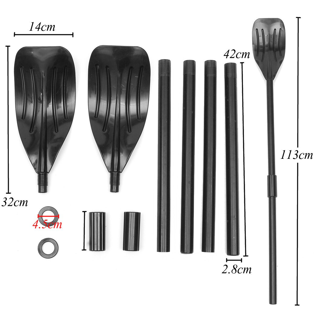 1 Pair Black Detachable Afloat Kayak Oars Paddles Boat