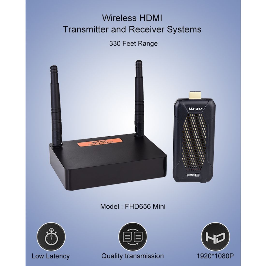 Measy FHD656 Mini 1080P HDMI 1.4 HD Wireless Audio Video Transmitter Receiver Extender Transmission System, Transmission Distance: 100m, US Plug