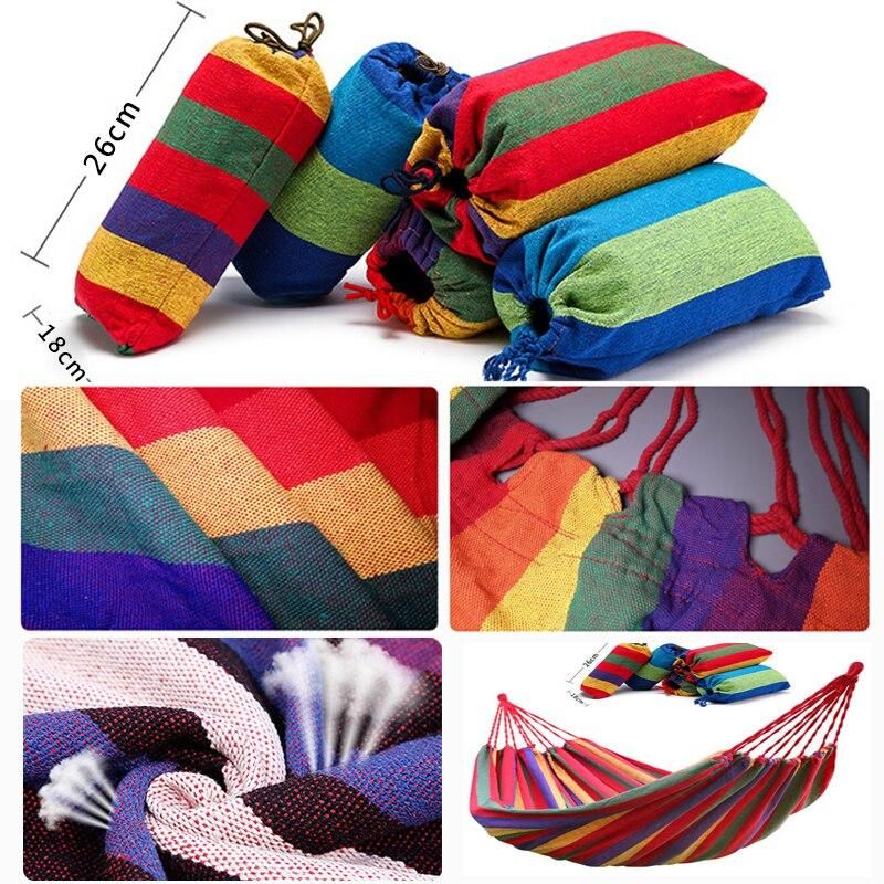 Single double hammock outdoor anti-rollover canvas hammock swing mesh wooden stick double thickening 200X150CM