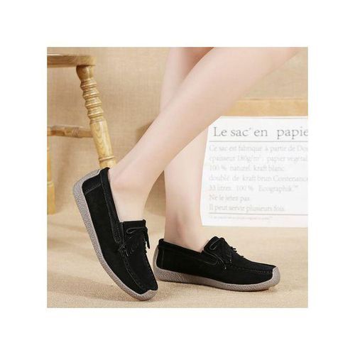 EUR Size 35-42 Women Flats Top Quality Suede Leather Loafers Slip On Ballet Flats Woman Shoes Black