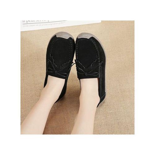 EUR Size 35-42 Women Flats Top Quality Suede Leather Loafers Slip On Ballet Flats Woman Shoes Black