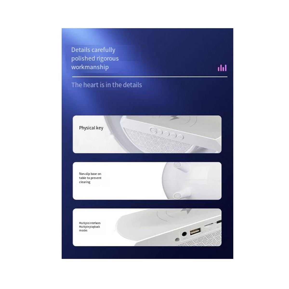 Fast Wireless Charger TF U Disk Bluetooth Speaker RGB Night Light Atmosphere Lamp Charging Station for iPhone 14 13 12