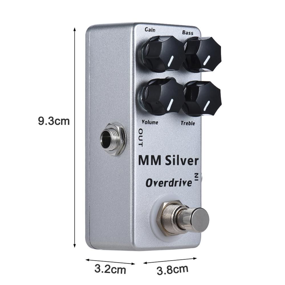 MOSKYAudio MM Silver Electric Guitar Overdrive Effect Pedal Full Metal Shell True Bypass