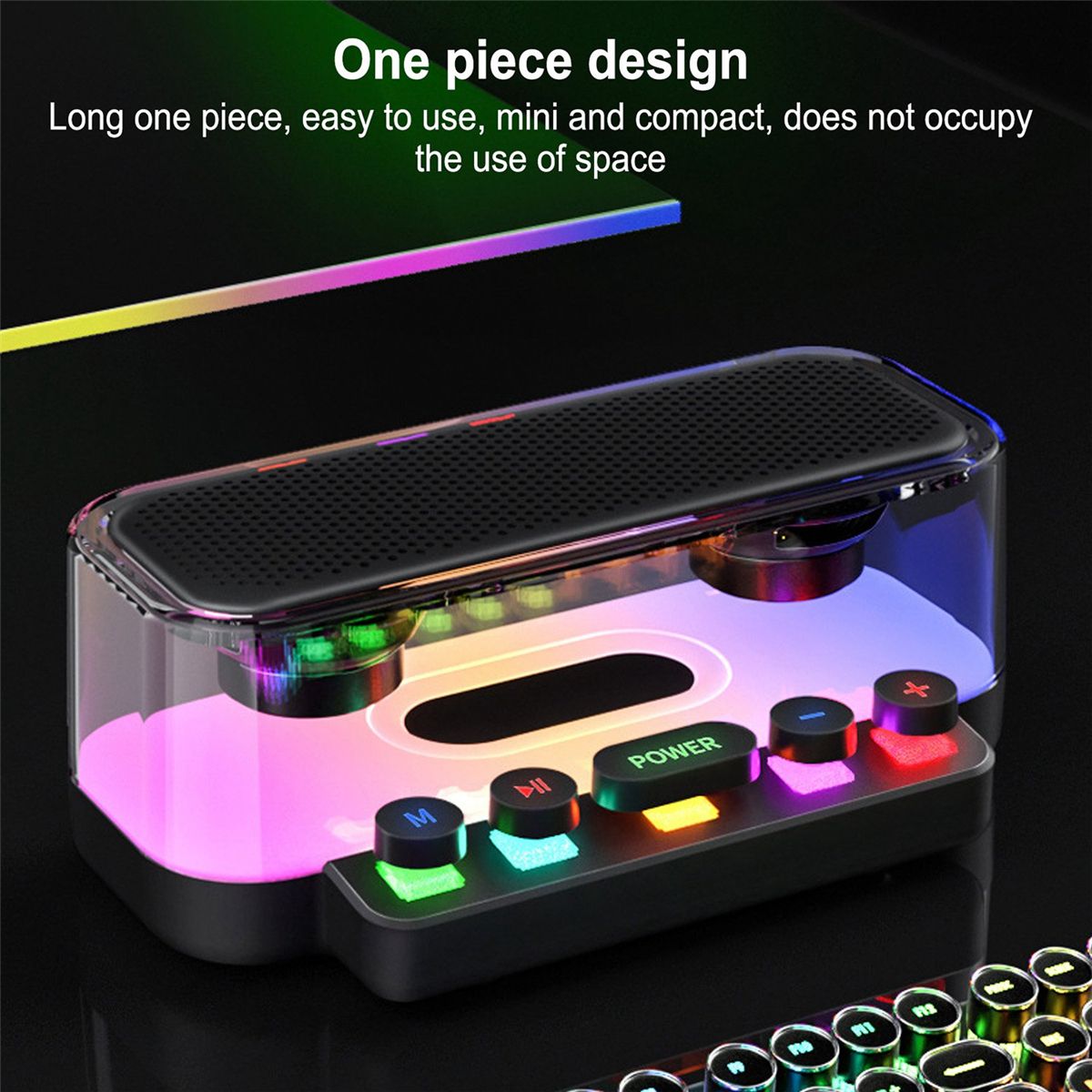 RGB Bluetooth Speaker IPX5 Waterproof Type C Charging Bluetooth Subwoofer Speaker with Mechanical Keyboard Button