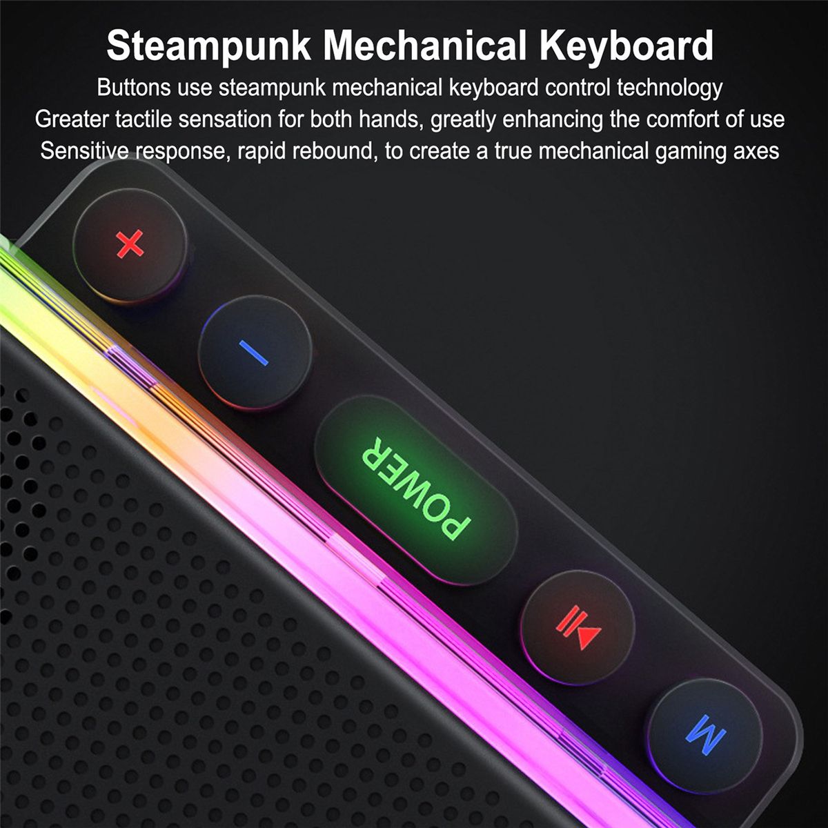 RGB Bluetooth Speaker IPX5 Waterproof Type C Charging Bluetooth Subwoofer Speaker with Mechanical Keyboard Button