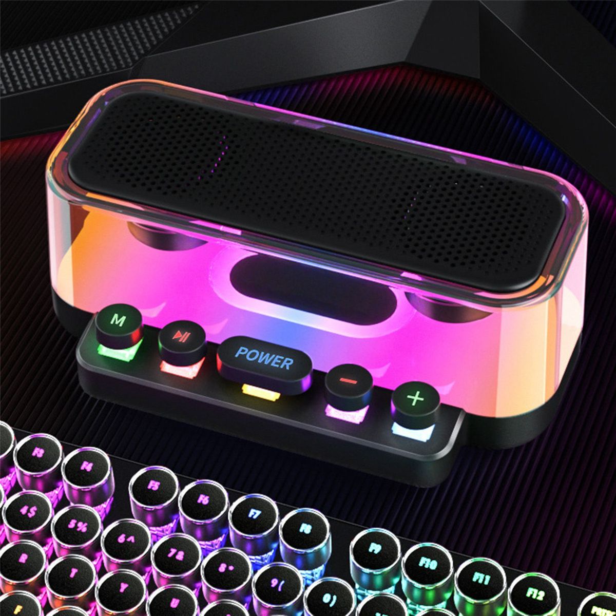 RGB Bluetooth Speaker IPX5 Waterproof Type C Charging Bluetooth Subwoofer Speaker with Mechanical Keyboard Button