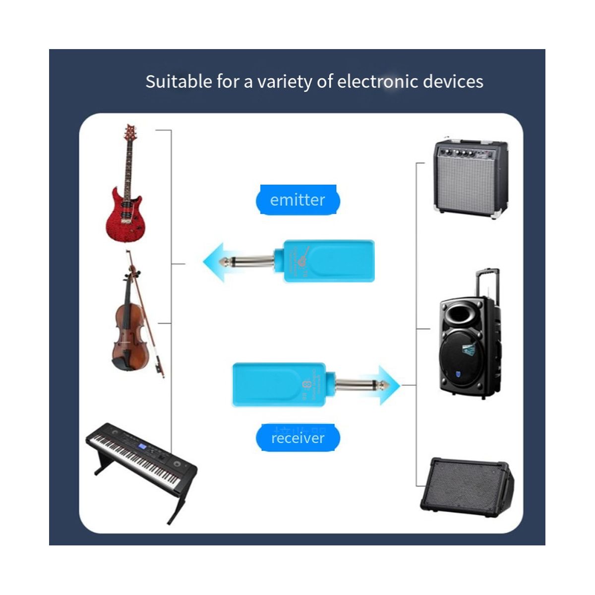 Speakers Sound Instruments Bass Keys Electric Guitar Electronic Blow Tube Saxophone Wireless Audio Transceiver,Black