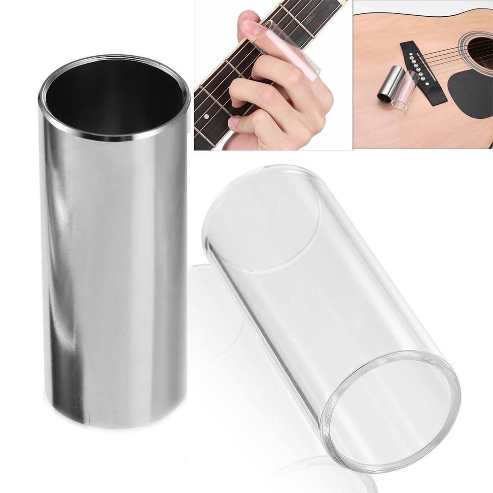 2pcs Guitar Finger Slide Kit with Glass Slide Stainless Steel Slide for Guitar Bass