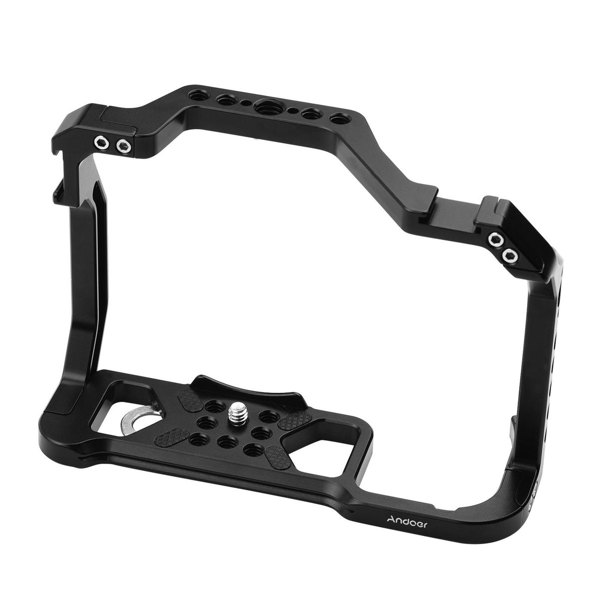 Andoer Aluminum Alloy Camera Cage Replacement for Canon EOS R5 R6 DSLR camera with 1/4 Inch Screw Holes Dual Cold Shoe Mounts Camera Video Rig
