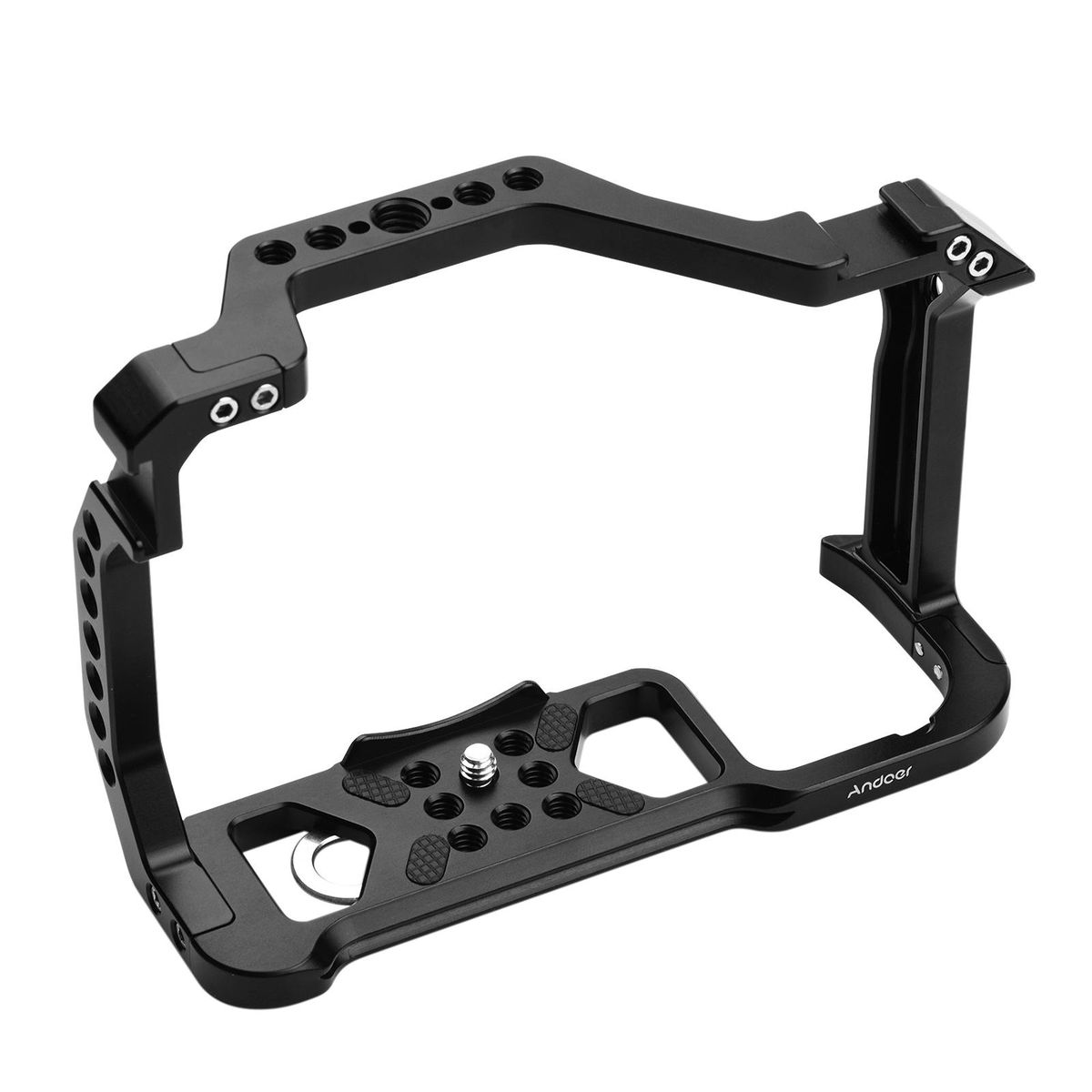 Andoer Aluminum Alloy Camera Cage Replacement for Canon EOS R5 R6 DSLR camera with 1/4 Inch Screw Holes Dual Cold Shoe Mounts Camera Video Rig