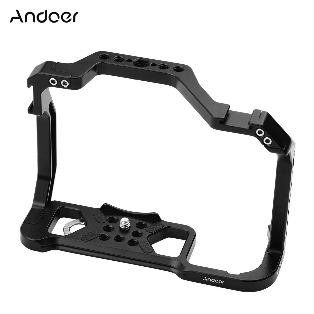 Andoer Aluminum Alloy Camera Cage Replacement for Canon EOS R5 R6 DSLR camera with 1/4 Inch Screw Holes Dual Cold Shoe Mounts Camera Video Rig