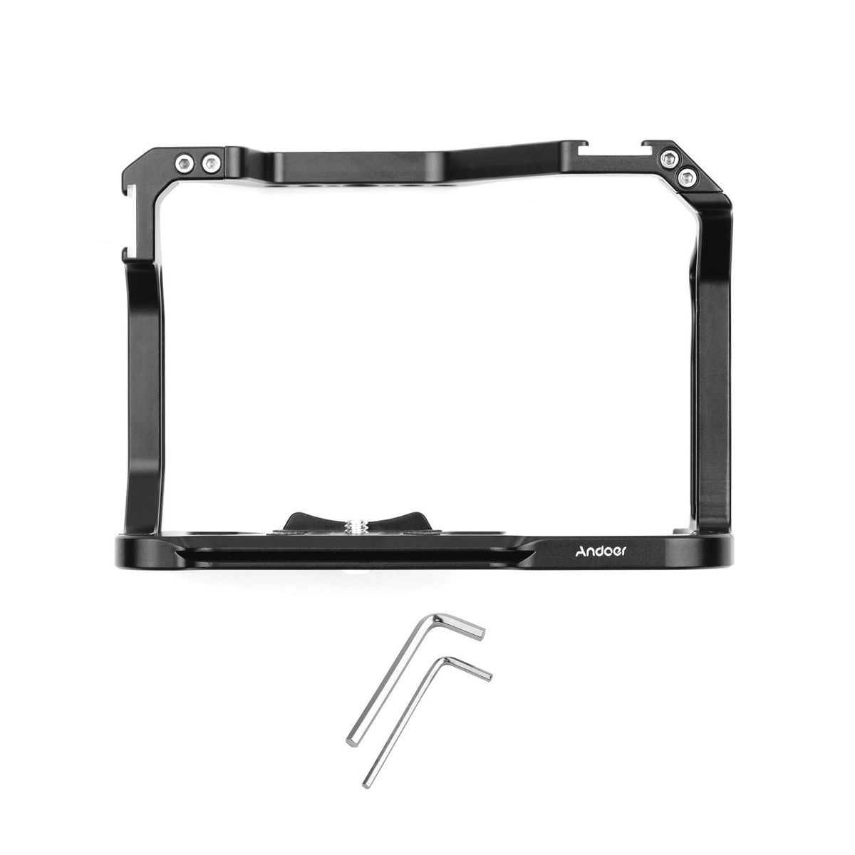 Andoer Aluminum Alloy Camera Cage Replacement for Canon EOS R5 R6 DSLR camera with 1/4 Inch Screw Holes Dual Cold Shoe Mounts Camera Video Rig
