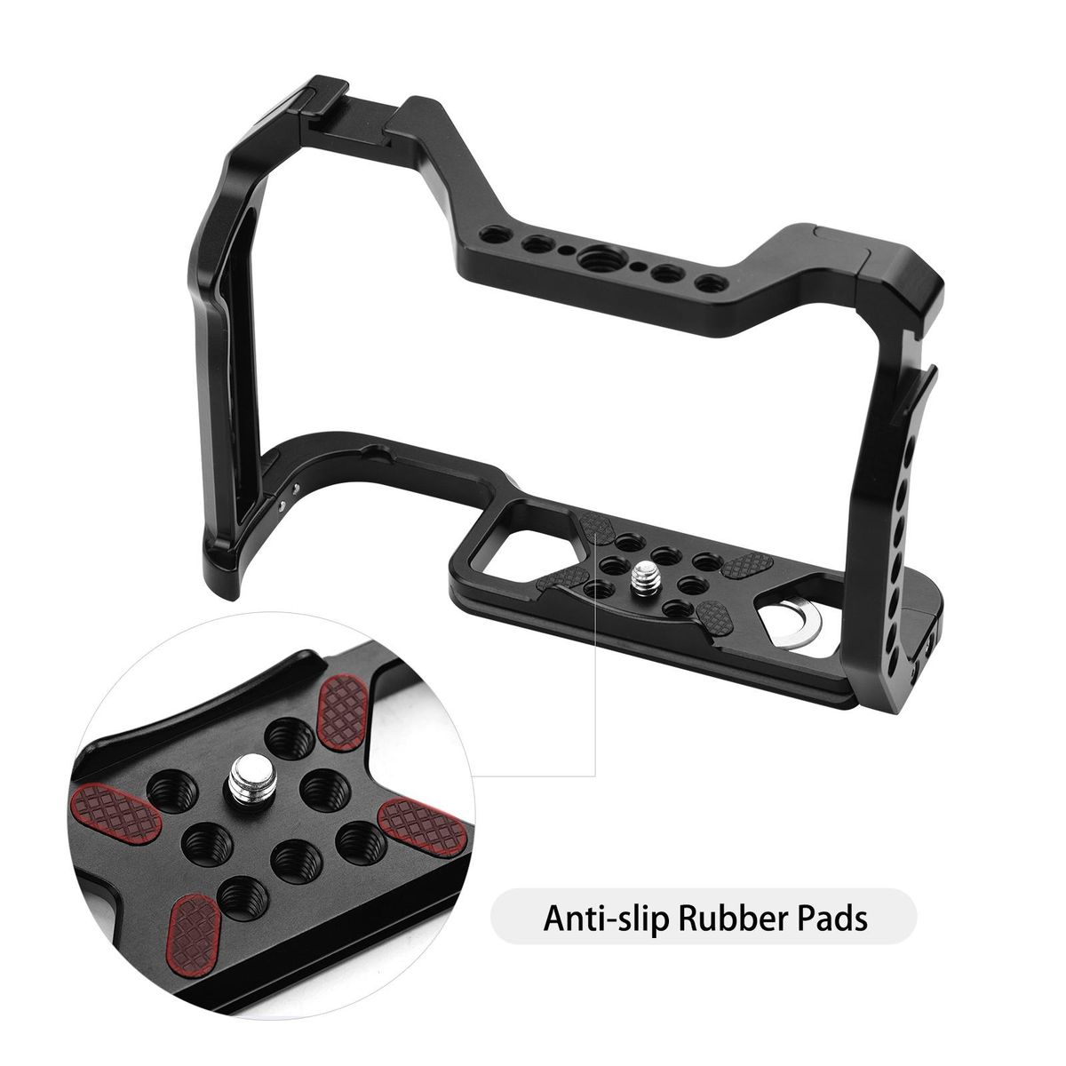 Andoer Aluminum Alloy Camera Cage Replacement for Canon EOS R5 R6 DSLR camera with 1/4 Inch Screw Holes Dual Cold Shoe Mounts Camera Video Rig