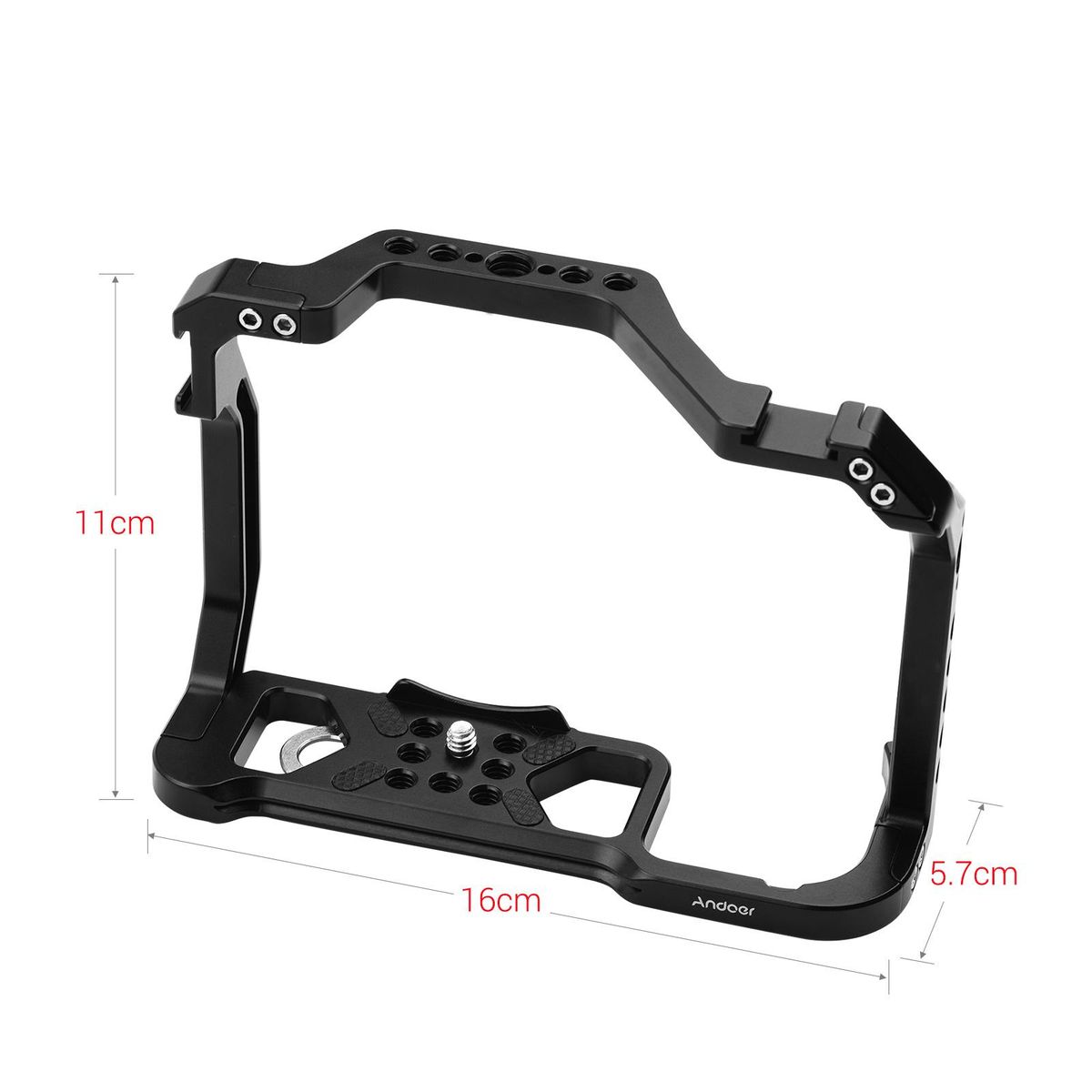 Andoer Aluminum Alloy Camera Cage Replacement for Canon EOS R5 R6 DSLR camera with 1/4 Inch Screw Holes Dual Cold Shoe Mounts Camera Video Rig