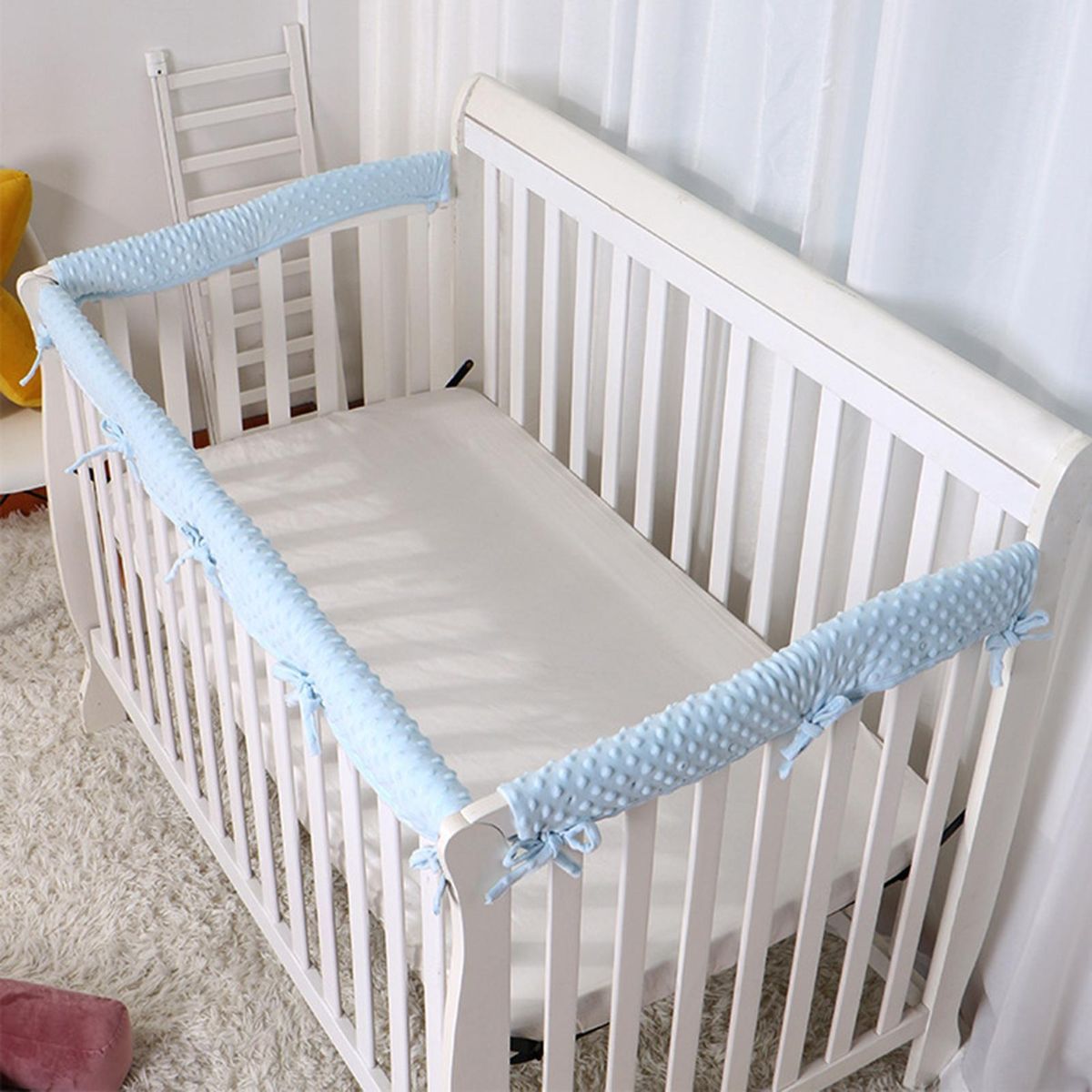 Toddler Bed Safety Rail Soft Safe Bed Rail Protection Set for Baby Blue