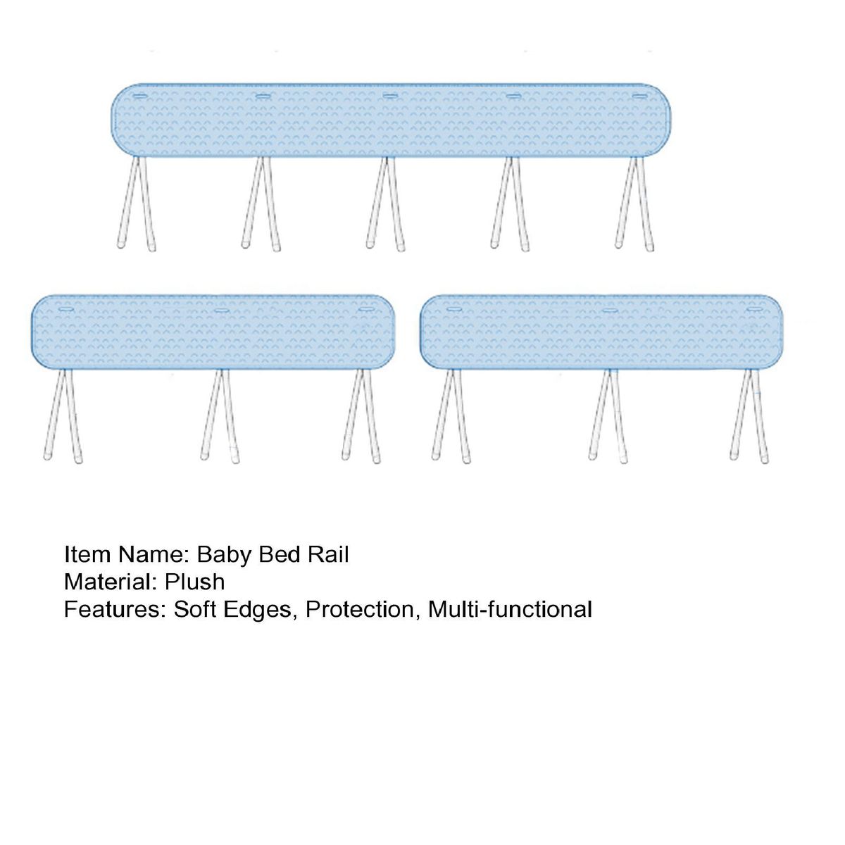 Toddler Bed Safety Rail Soft Safe Bed Rail Protection Set for Baby Blue