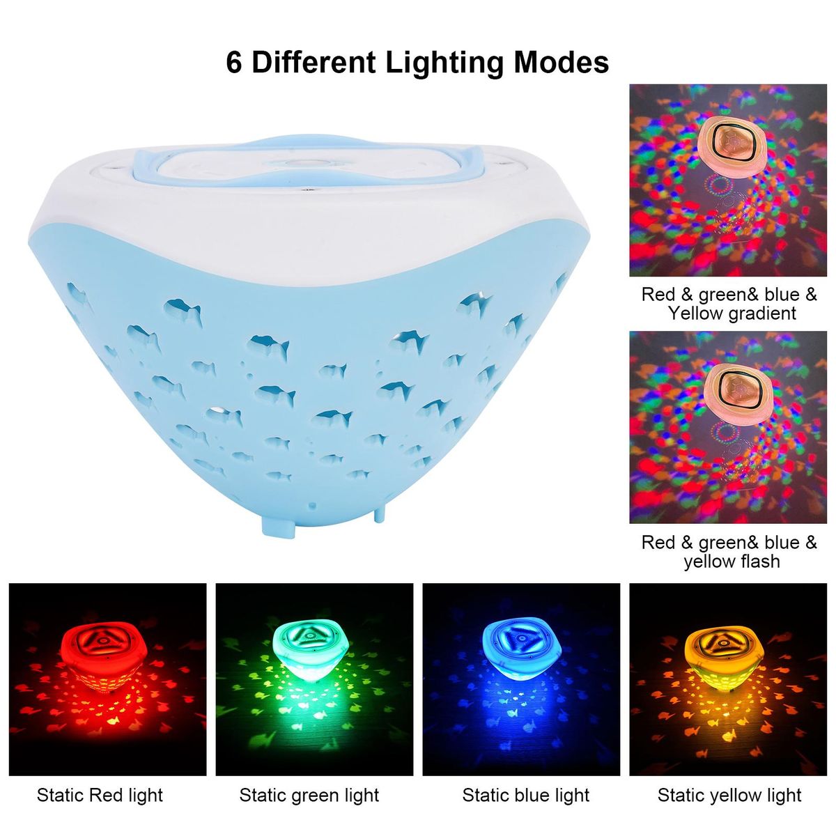 1PCS 3.7V 0.5W 4LEDs RGB Floatings Light Colorful Lamp 6 Lighting Modes/ IP67 Water Resistance/ 3 * AAA Cell Operated for Pond Fountain Pool