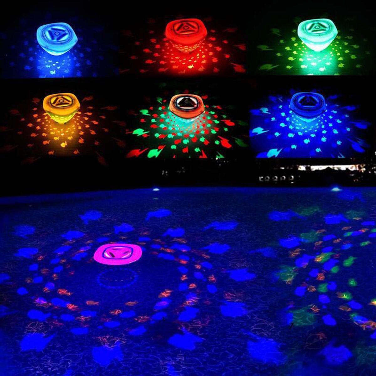 1PCS 3.7V 0.5W 4LEDs RGB Floatings Light Colorful Lamp 6 Lighting Modes/ IP67 Water Resistance/ 3 * AAA Cell Operated for Pond Fountain Pool