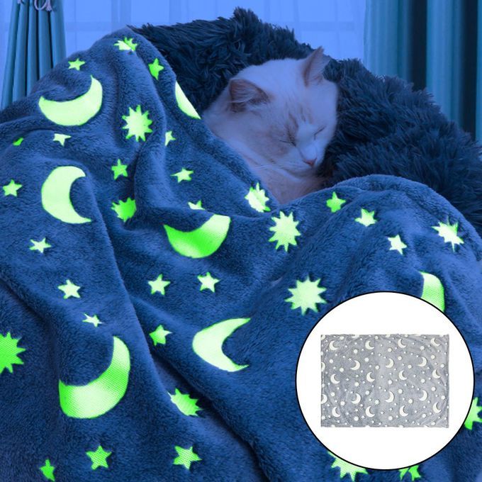 Soft Pet Blanket Luminous Cat Dog Bed Glow Plush Bath Towel Mat For