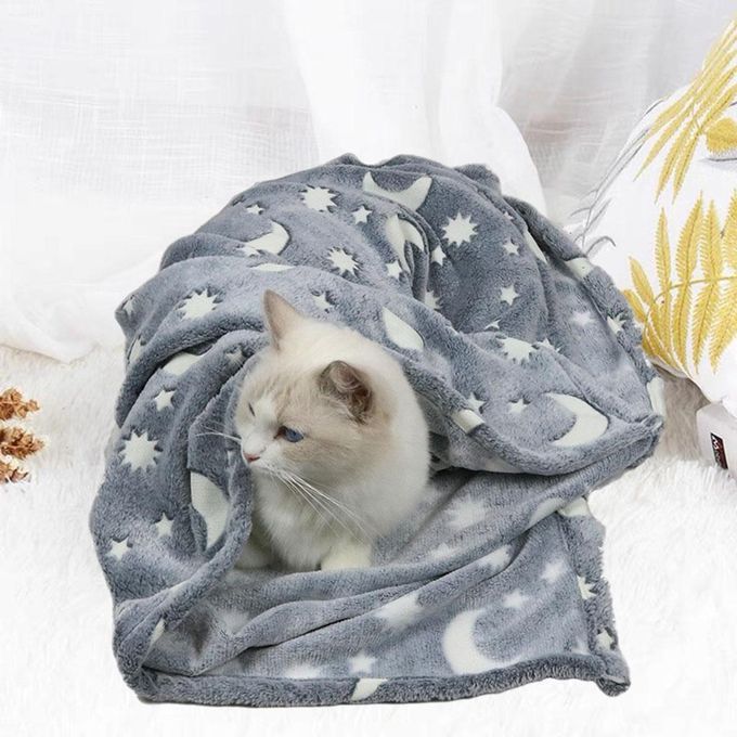 Soft Pet Blanket Luminous Cat Dog Bed Glow Plush Bath Towel Mat For