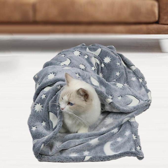 Soft Pet Blanket Luminous Cat Dog Bed Glow Plush Bath Towel Mat For