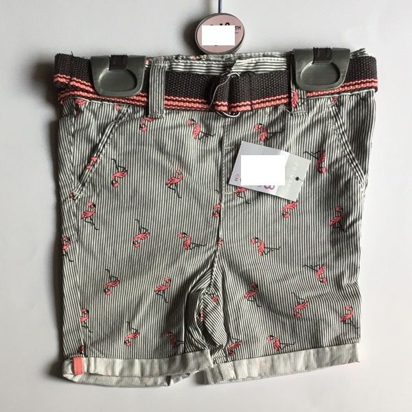 Flamingo Patterned Girls Short+Belt