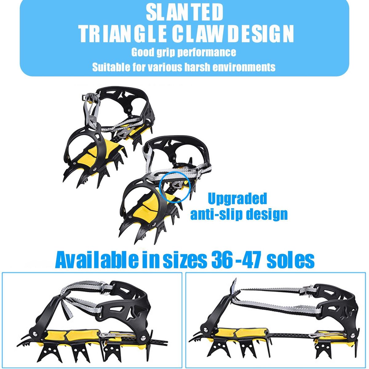 18Teeth Claws Crampon Winter Snow Spikes Ski Ice Shoe-Covers