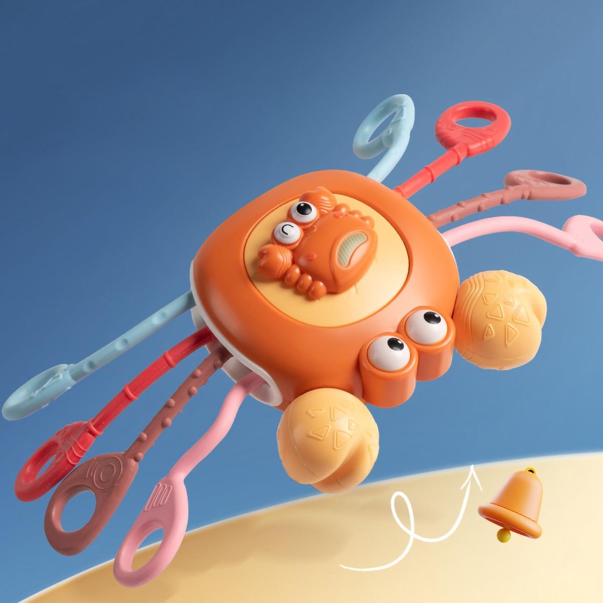 Baby Pulling Toy Toddler Teether Plastic Grasping Toy Orange