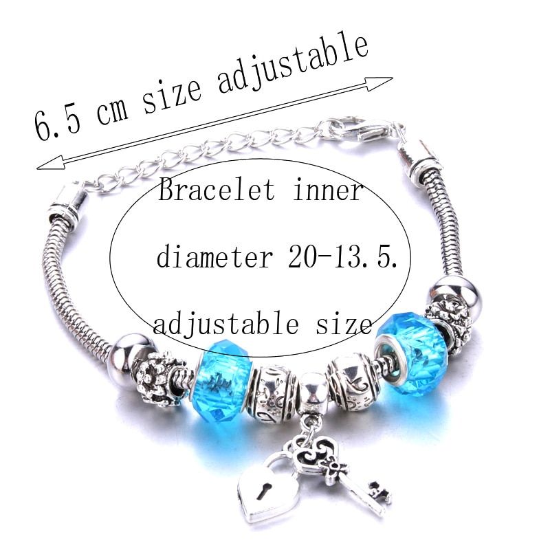 Antique Heart-shaped Key Lock Charm Bracelets For Women Diy