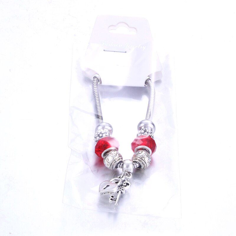 Antique Heart-shaped Key Lock Charm Bracelets For Women Diy
