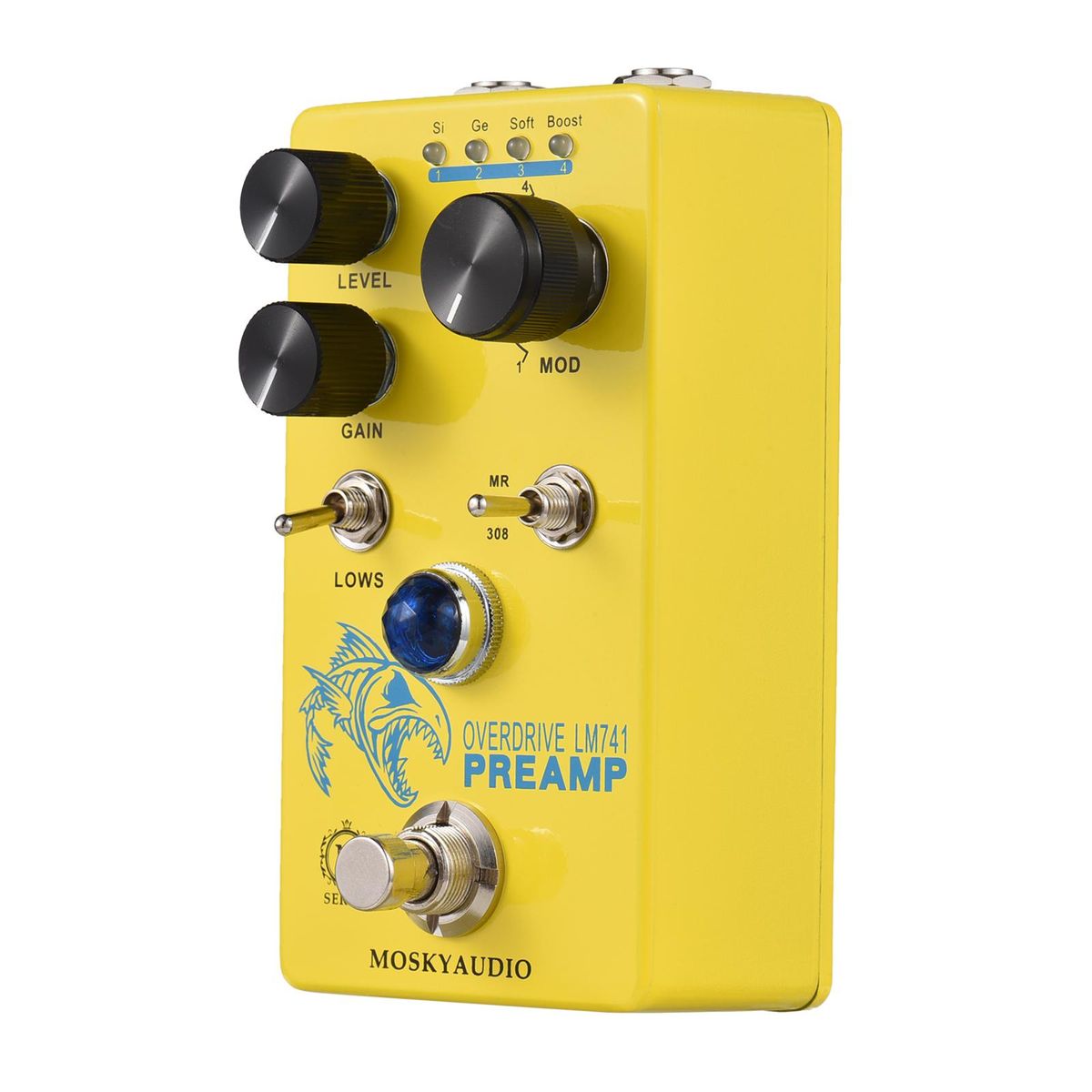 MOSKYAudio Distortion/Overdrive/Preamp Guitar Effect Pedal 4 Mode Switch & Level/Gain Controls Compact Portable Digital Guitar Effector Effect Processor for Electric Guitar - LM741 PREAMP