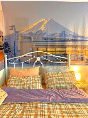 Japanese Healing Wind Background Cloth Bedroom Room Wall Decoration Wall Hanging Tapestry Living Room Decorations Bedroom