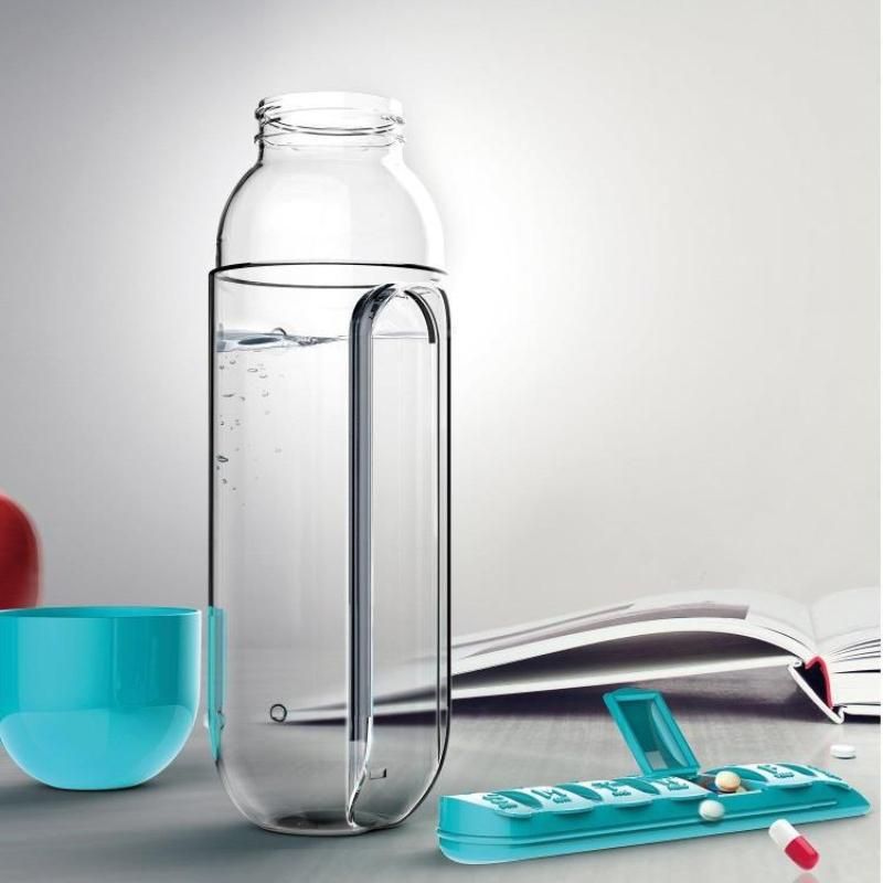 New 600ml Sports Plastic Water Bottle Combine Daily Pill Boxes Organizer