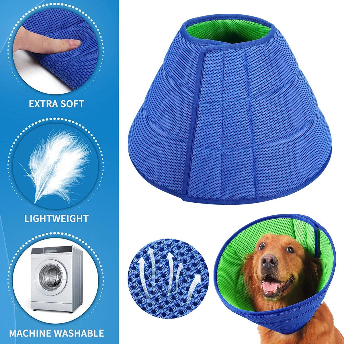 Dog Cone Collar Stop Licking Adjustable Elizabethan Collar Pets For