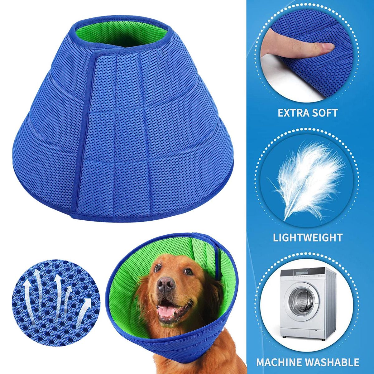 Dog Cone Collar Stop Licking Adjustable Elizabethan Collar Pets For