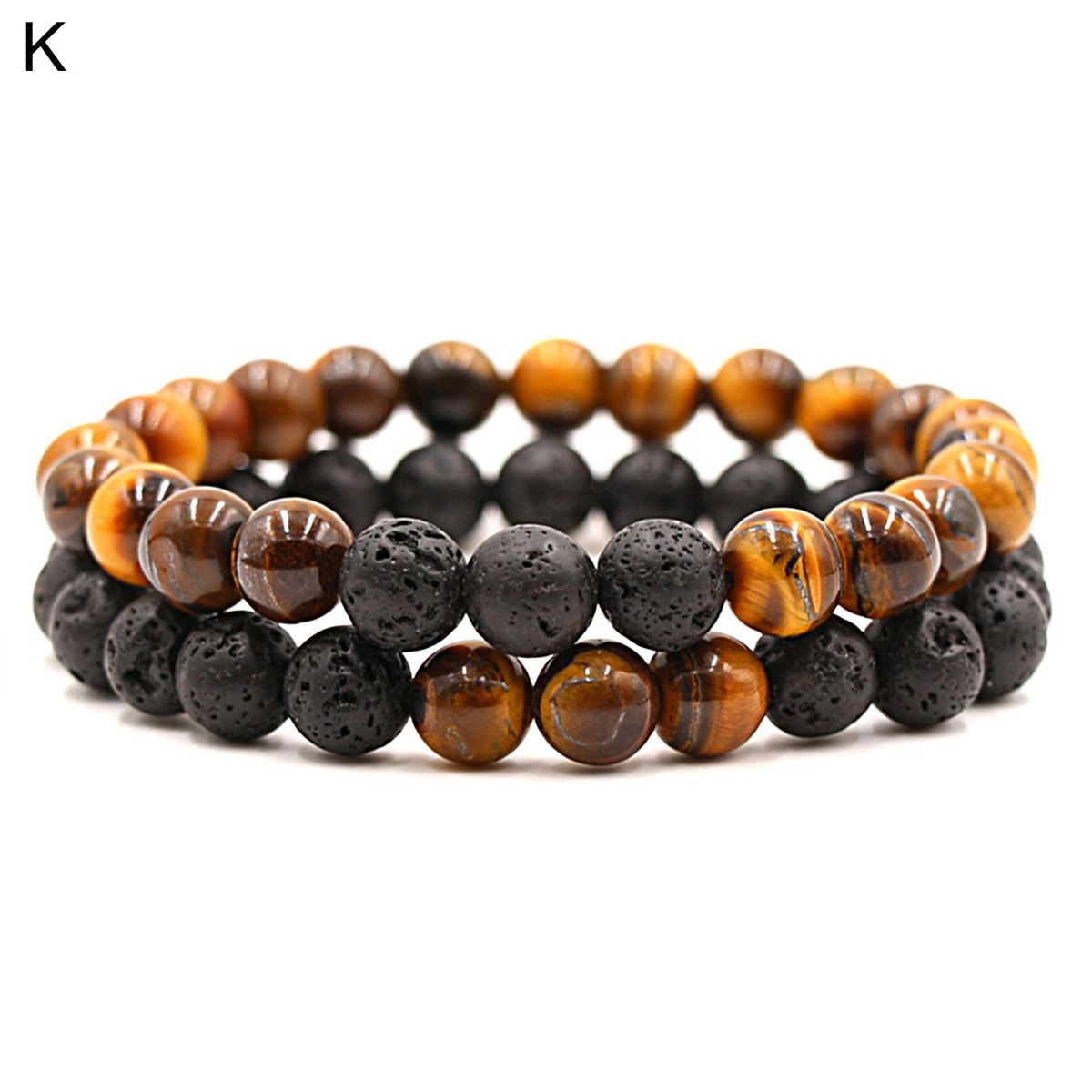 2Pcs Beaded Bracelet Couples Distance Black White Bracelet K