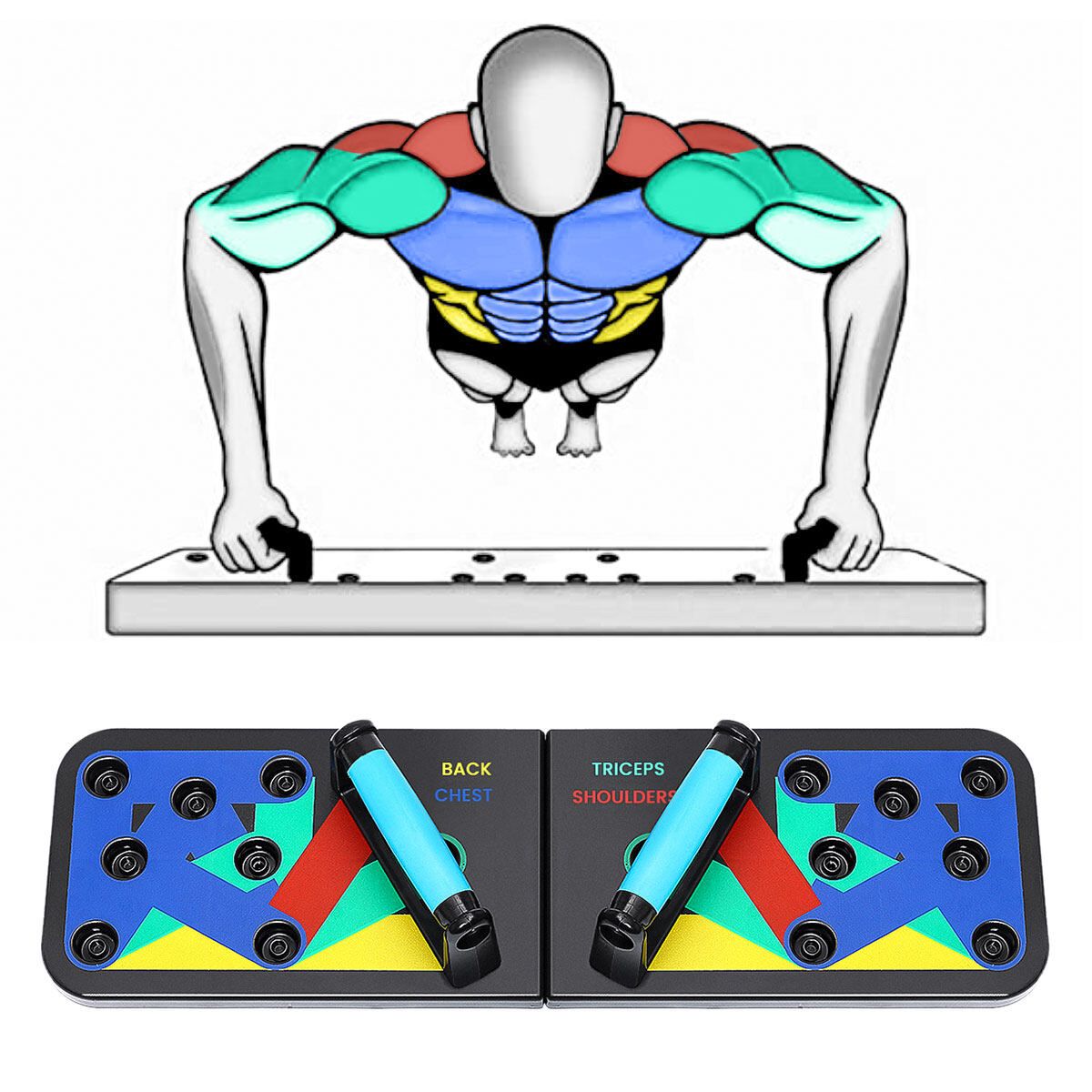 12 In 1 Push Up Board Foldable Fitness Home Muscle Builder L