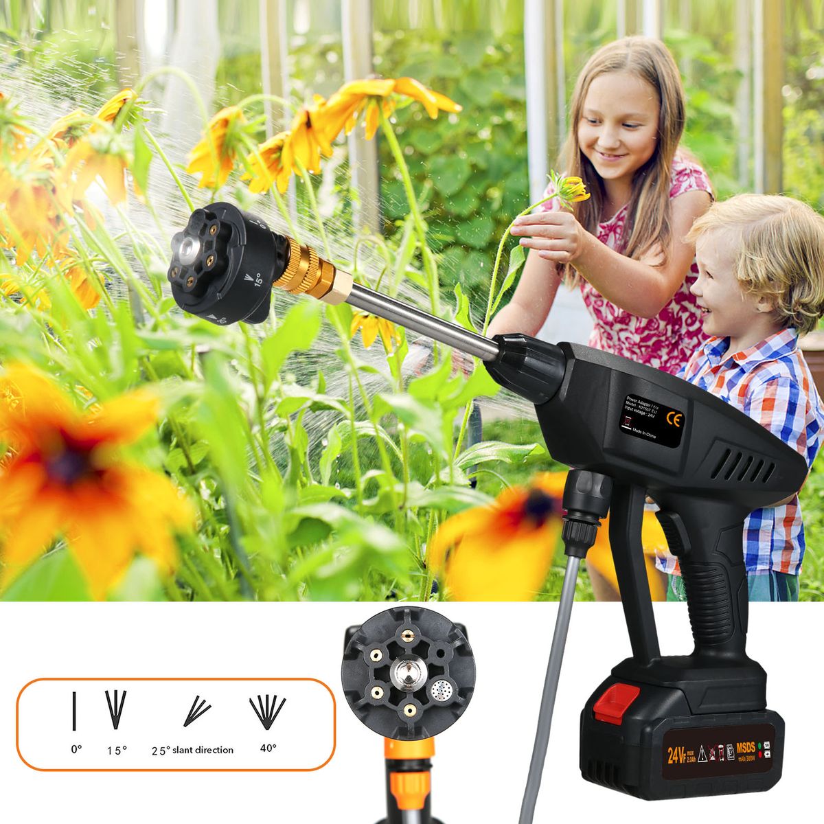 6-in 1 Spray Cordless Power Washer 60Bar 300W High Power