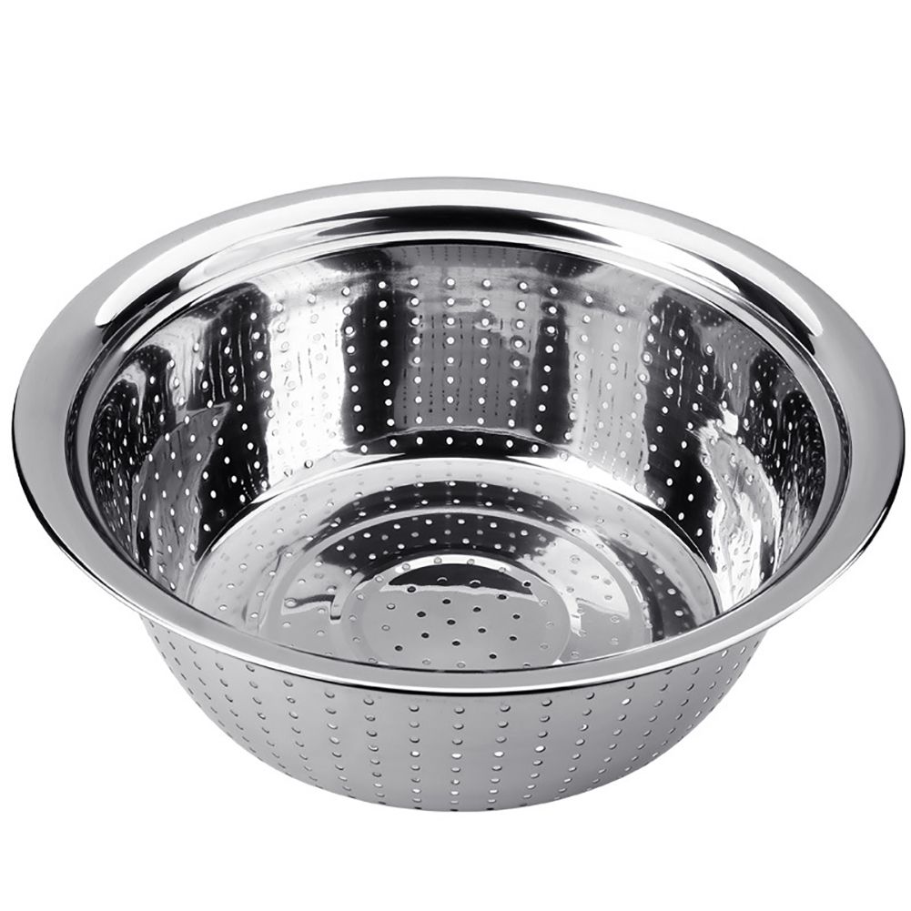 Stainless Steel Holes Washing Rice Sieve Strainer-Silver