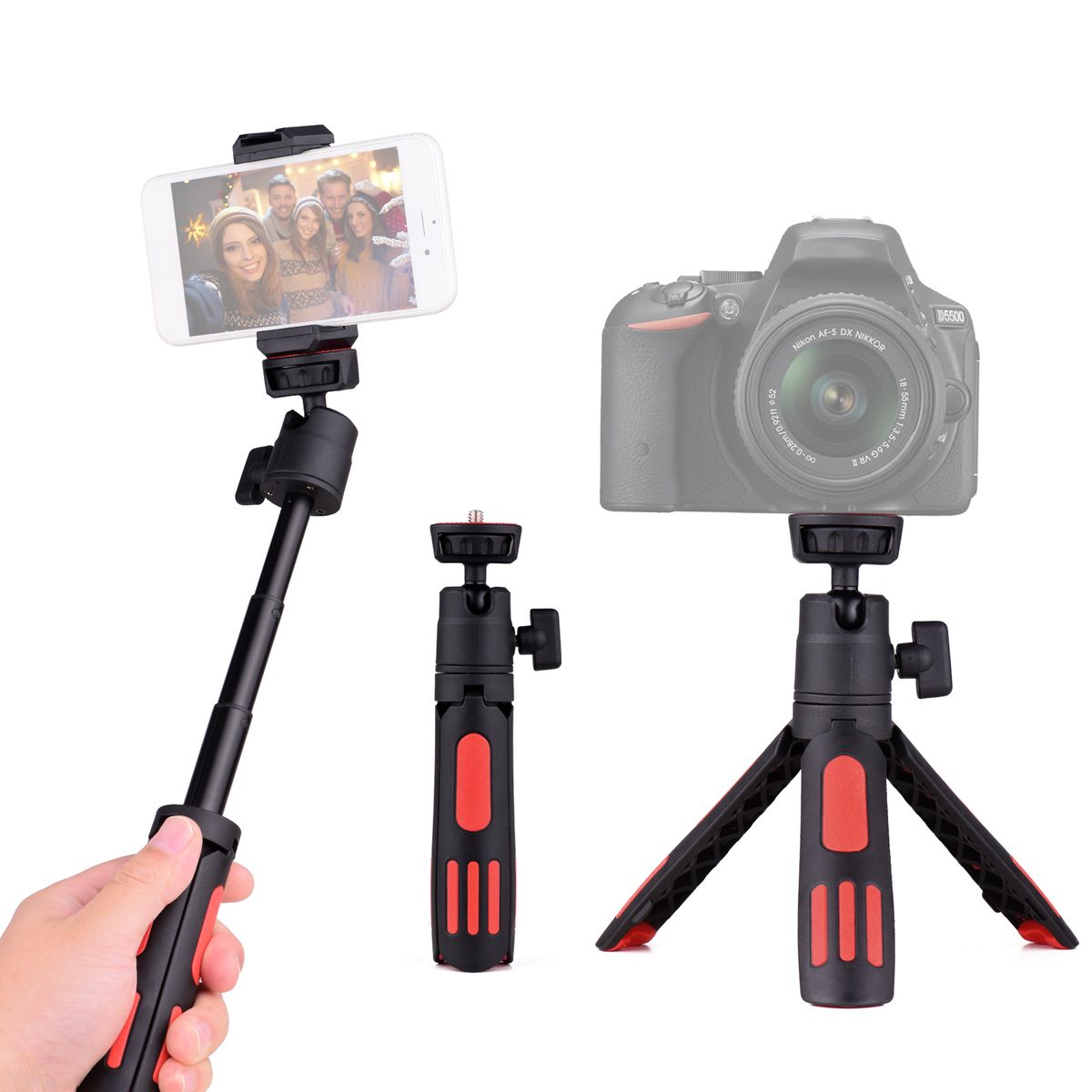 Andoer M12 Portable Mini Tripod 3 Sections Extendable With