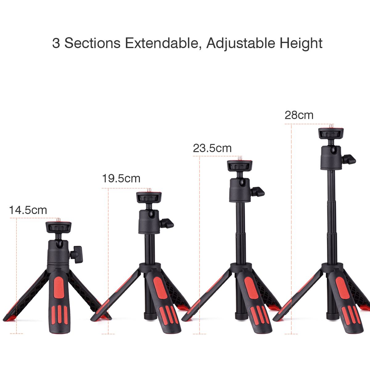 Andoer M12 Portable Mini Tripod 3 Sections Extendable With